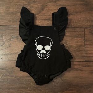 Black Skull Baby Romper